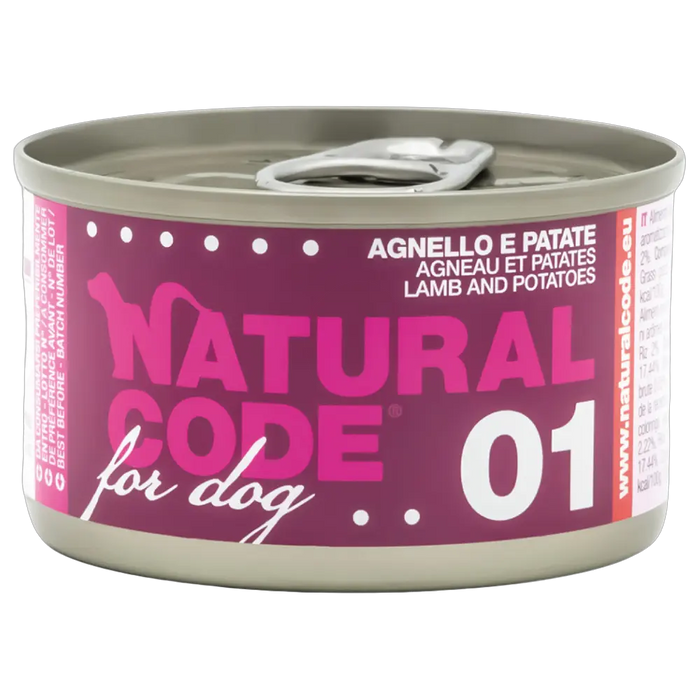 8033837558118, Natural Code Dog Wet Food Lamb & Potato Adult 90g, 1