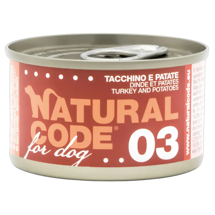 8033837558132, Natural Code Dog Wet Food Turkey & Potatoes 90g, 1