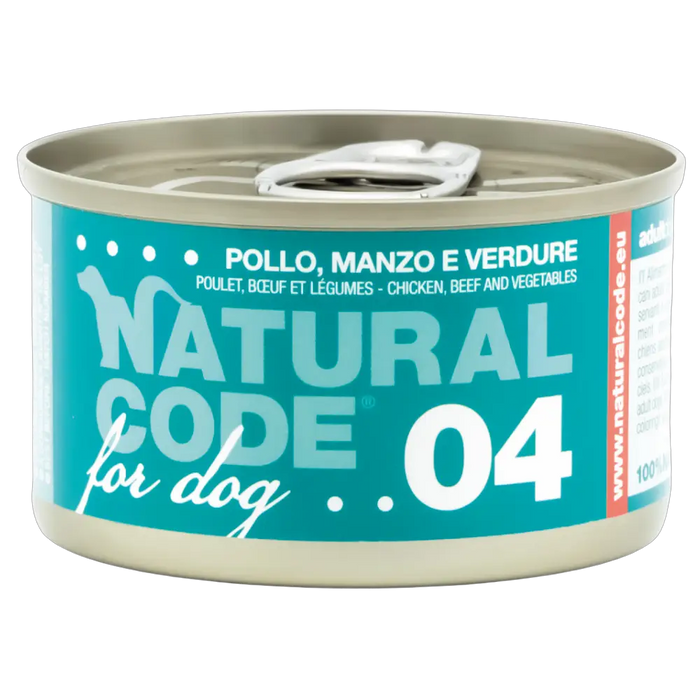 8033837558149, Natural Code Dog Wet Food Chicken, Beef & Vegetables Adult 90g, 1