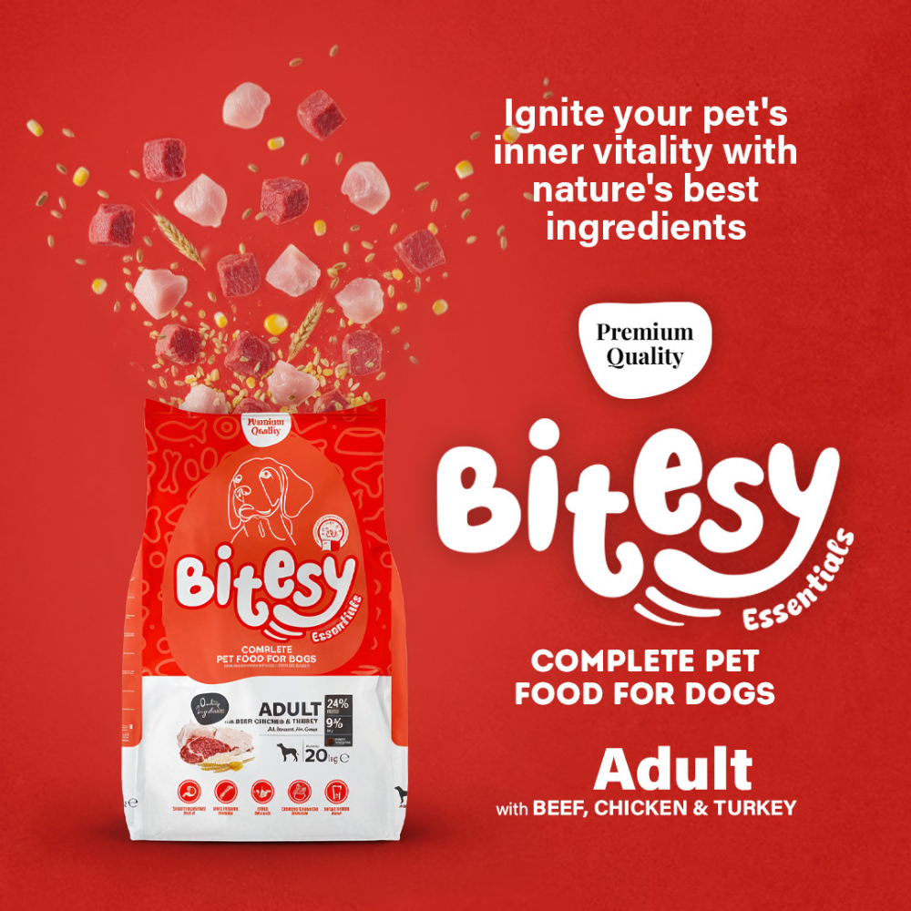 Bitsey Essentials Dog Dry Food Beef, Turkey & Chicken 20kg